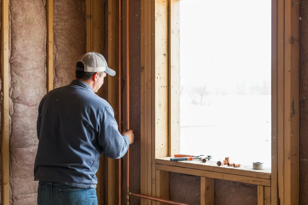 Licensed plumber running new copper supply lines in a Stateline home